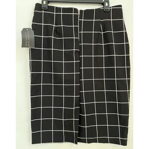 Mosaic & Co Skirt Womens Large Black White Zip Back Slit Back Corpcore NWT